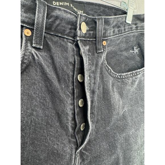 Aritzia Denim Forum Jeans Womens 30 Black Joni High Rise 26L Loose Distressed - Picture 5 of 16